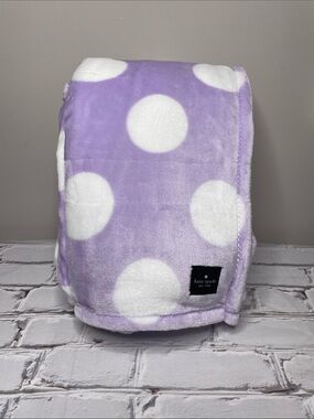 kate spade Lavender and White Polka Dot Plush Throw